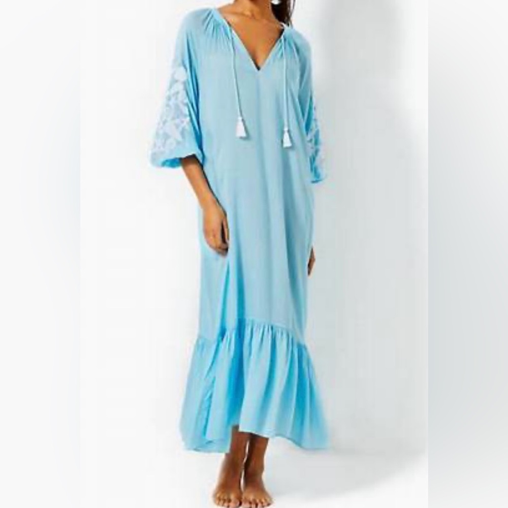 NWT Lilly Pulitzer Cheree Long Sleeve Cover Up in Celestial Blue Size S/M